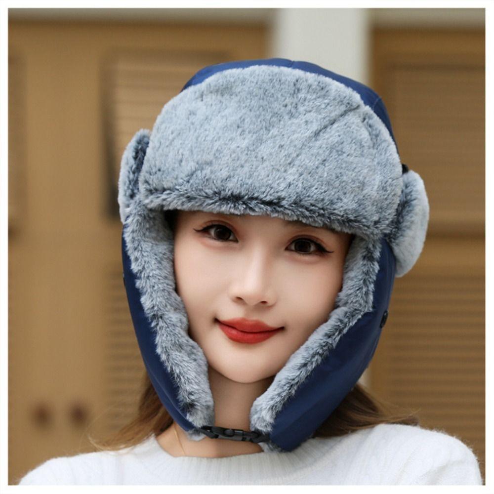 Windproof Lei Feng Hat Warmth Plush Hood Cap Fashion Cold Hat  For Women Man