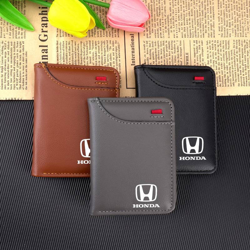 Custodia Portacarte in Pelle di Lusso Portafogli Portatili Emblemi Auto Per Honda Civic XRV HRV City Accord Odyssey Spirior CRV Jazz XI6