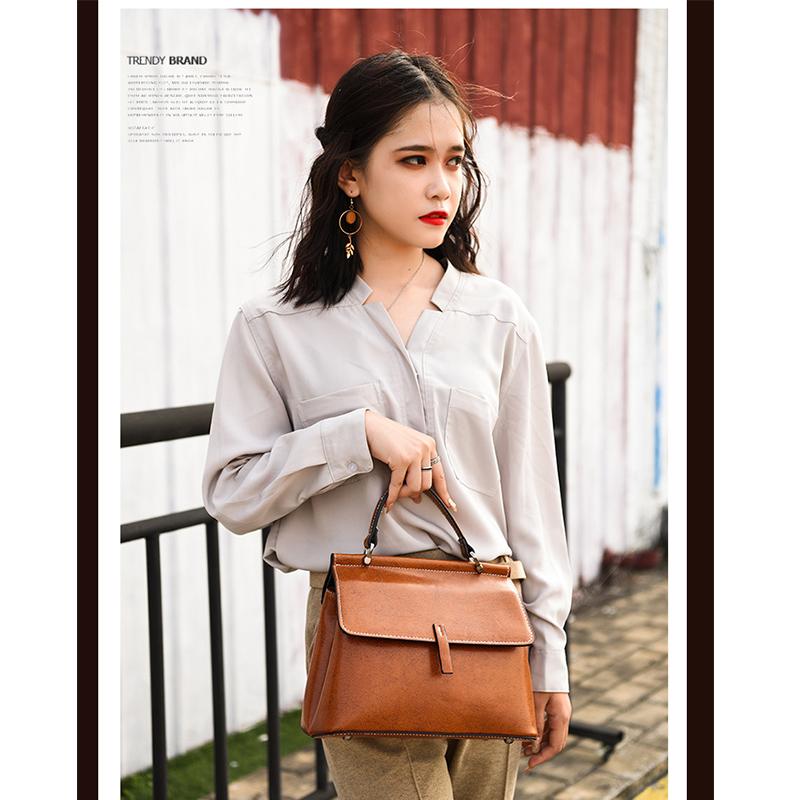 Genuine Leather Women Handbag Fashion Cowhide Ladies Crossbody Bag Korean Style Women Commuter Shopping Shoulder Bag