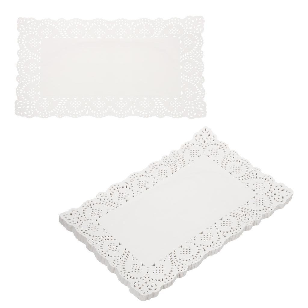 150/300pcs Lace Paper Doilies White Round/Oval/Rectangle Disposable Decorative Paper Placemats Hollow Flower Absorbing Papers