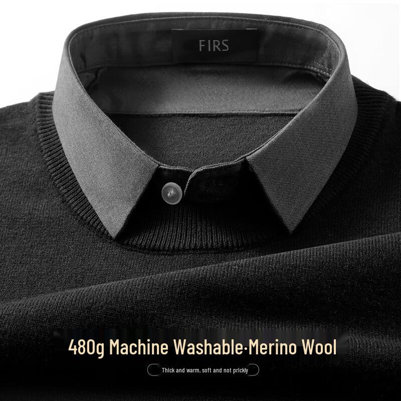 

Shanshan Men s Machine Washable Wool Blend Faux Two-Piece Sweater 2XL