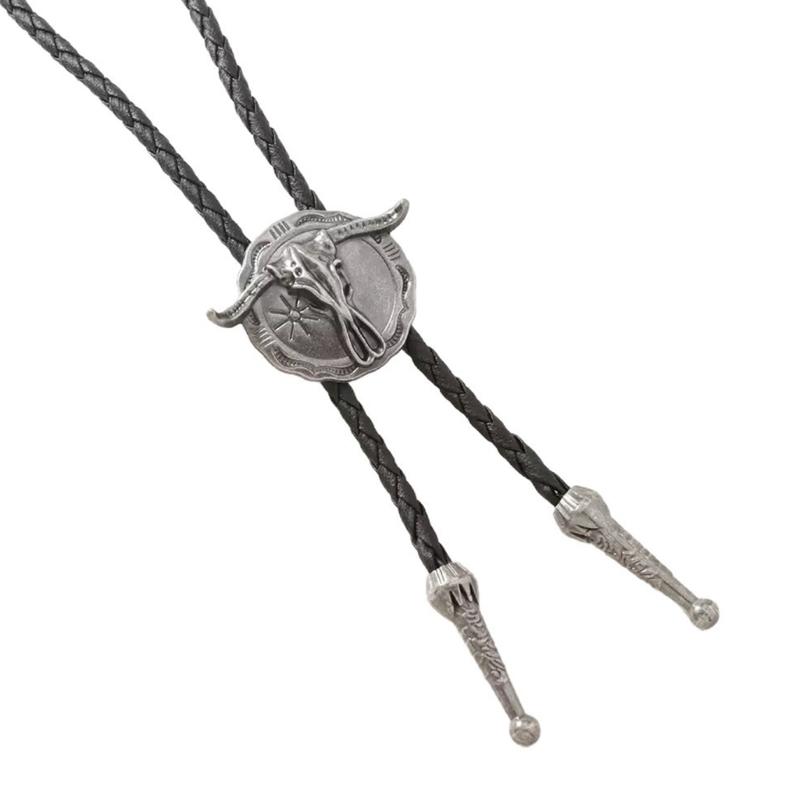 

Bull Head Pendant Bolo Tie Shirt Collar Chain For Men Women With Adjustable Length Personalizing Engraving Neck Rope