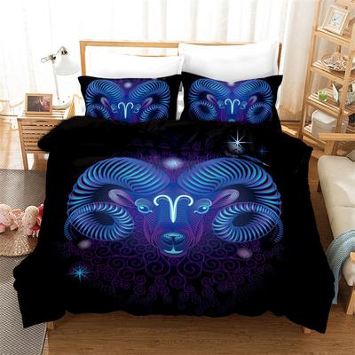Ensemble Housse de couette 3D Bélier Ensemble de literie Douze Constellations Pour Adolescents Enfants Décor de Dortoir Microfibre Art Abstrait Exotique Housse de couette