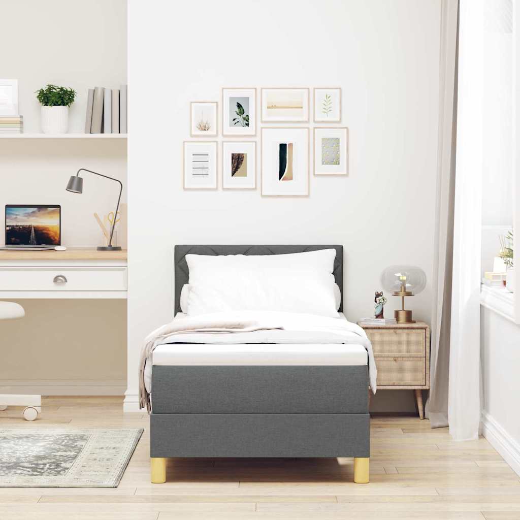 Box Spring Bed with Pillow Dark Gray 80 x 200 cm Fabric
