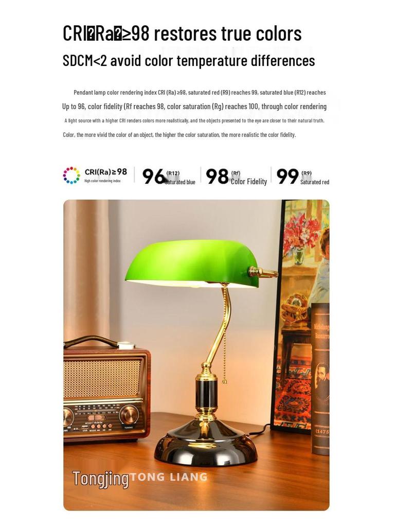 Vintage Green Banker Desk Lamp: Eye-Caring Bedside Light Inspired by Old Shanghai
