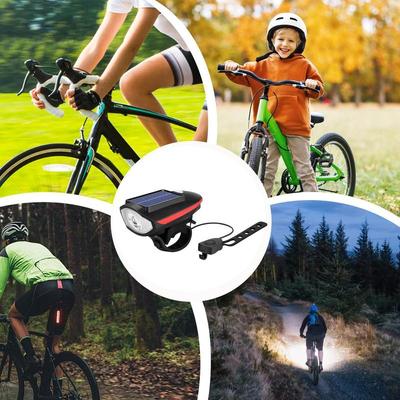Solare Fahrradbeleuchtung Fahrrad-Sicherheits-Hupe Scheinwerfer Solarenergie Wasserdicht Fahrrad-Frontlichter USB-wiederaufladbar Nachtfahrradlicht