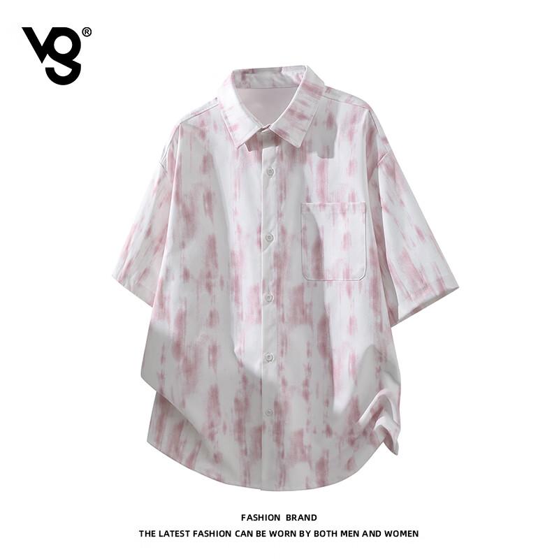 

VUUG Men s Ink Tie-Dye Casual Short Sleeve Shirt L