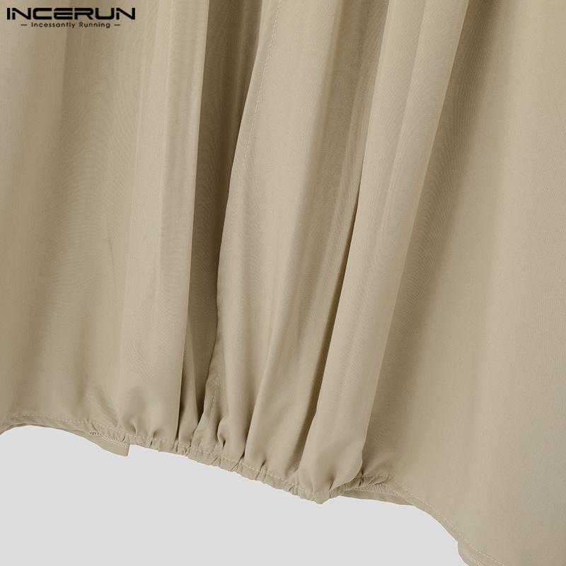 INCERUN Herren Puff Langarmshirts Tiefem V-Ausschnitt Ausschnitt Rüschen Casual Loose Tops