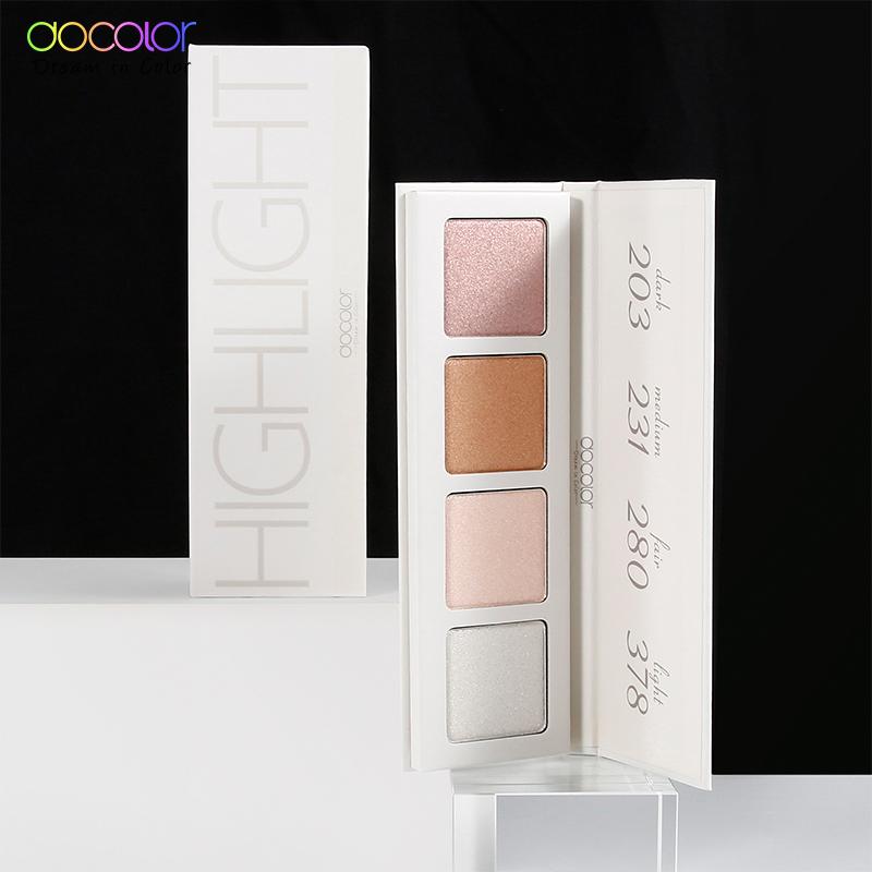 Docolor 4 farby Paletka očných tieňov Rozjasňovač Trblietavé trblietky Prášok očných tieňov Matná trblietavá paletka očných tieňov Kozmetická paletka na líčenie