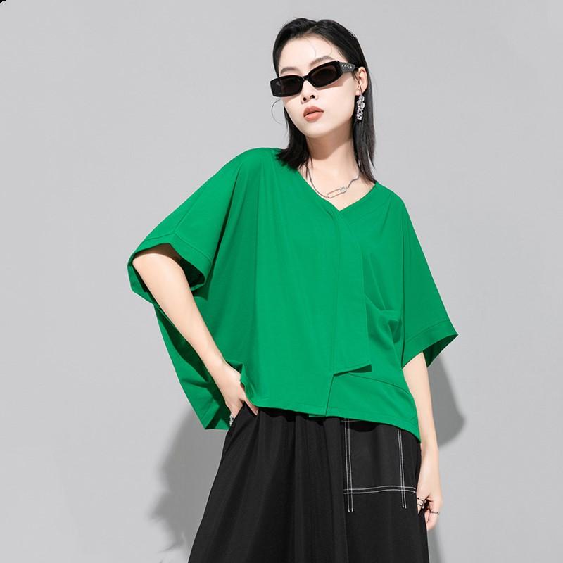 T-shirt casual larga vintage a maniche corte da donna per l'estate