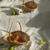 Handwoven Rattan Storage Basket with Handle Rattan Basket Store Sundries Container for Fruit Vegetables