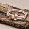 Red Gemstone Adjustable Ring In 925 Sterling Silver | Minimalist Open Ring | Handmade Stackable Jewelry Gift for Women