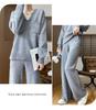 Casual Two-Piece Plus Size Wide-Leg Pants Knitwear Suit with Pockets