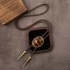 Mens Alloy Western Bolo Tie Necklace Cowboy Hat & Boots, Tigers Eye Stone Pendant, Silver & Antique Bronze Finish