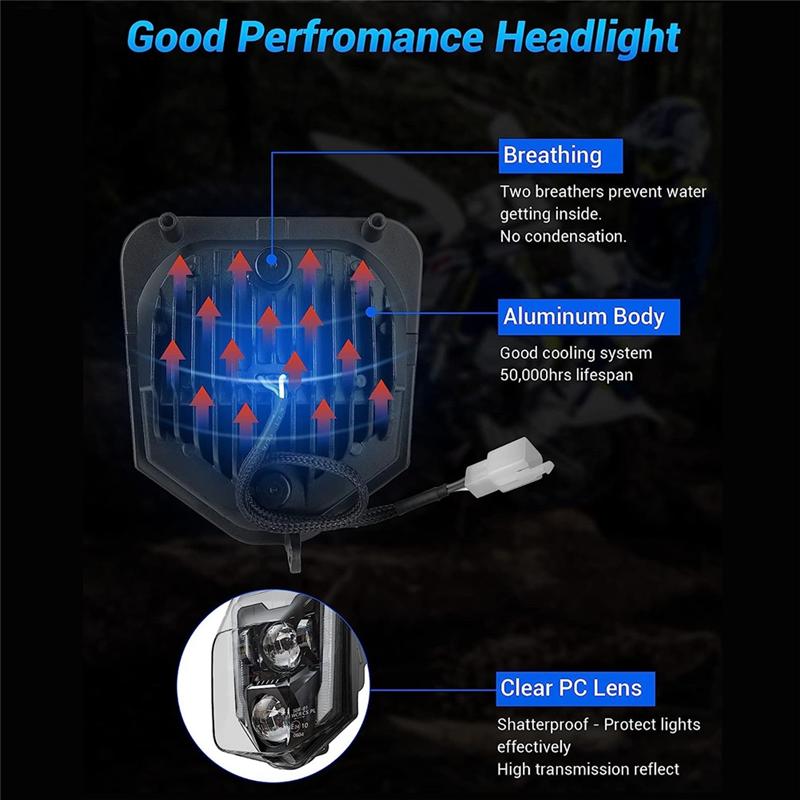 Motorcycle Headlight for Husqvarna 125 250 300 501 701 250I 300I FE250 FE350 Dirt Bike Enduro LED Light Head Light Lamp