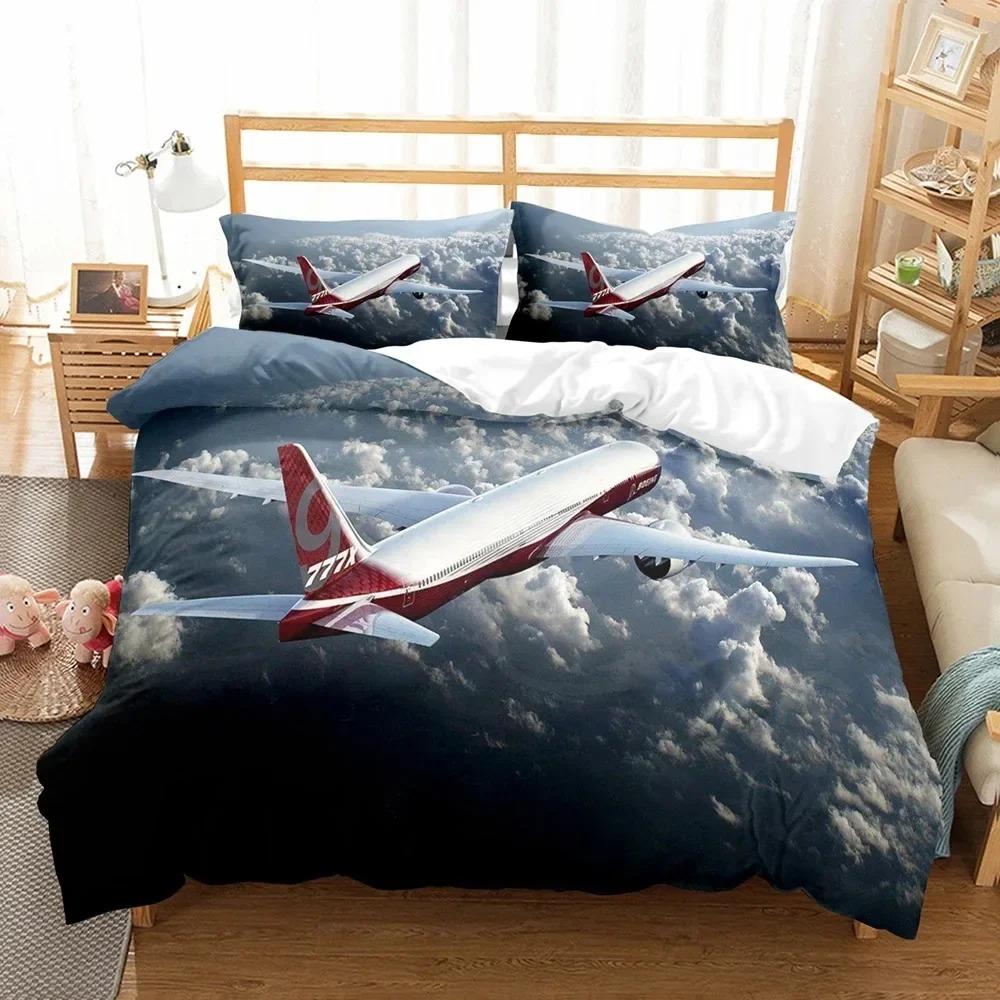 Literie 3D Avion Ciel Bleu Imprimé Taille Queen Pour Garçons Enfants Housse de Couette Avion Linge de Maison De Literie