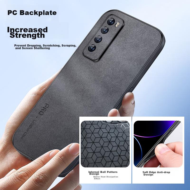 Huawei Nova 7 Phone Case, Nova 7 Protective Cover, Shockproof, Full Lens Protection, Soft, Simple Silicone Outer Case, WoAnd Leather Case, Black
