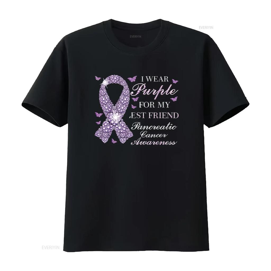 Womens I Wear Purple For My Best Friend Pancreatic Cancer Awareness T Shirt Black 2X Large vintage Washed streetwear Breathable