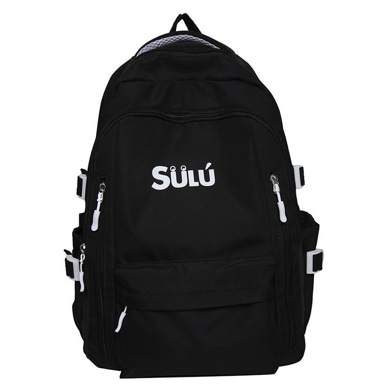 New Bag Female Junior High School Students Contrasting Colors Retro Large-capacity Backpack Travel Computer Backpack Fashion Schoolbag