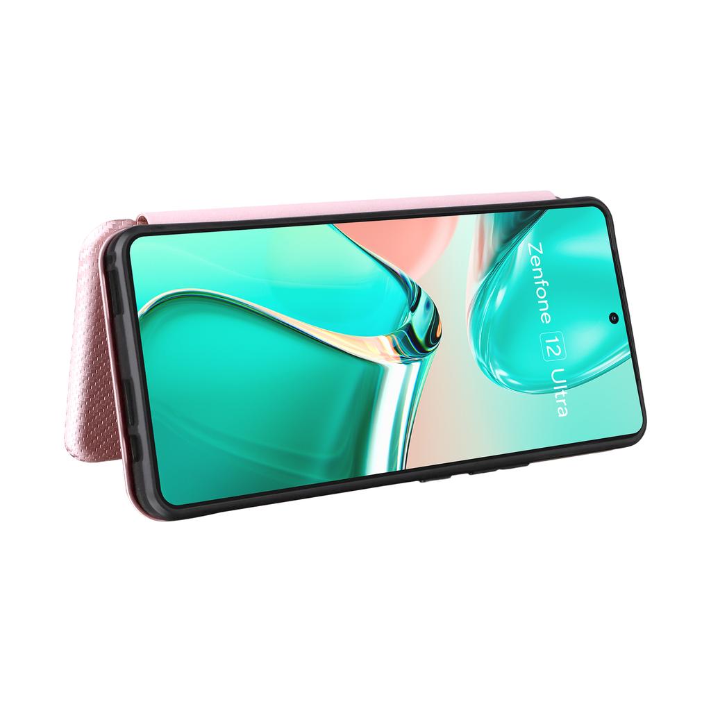 Pro Asus Zenfone 12 Ultra 5G Pouzdro Textura karbonových vláken Odolné proti pádu PU kůže Kryt na telefon