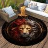 Lion Round Rug Floor Mat Doorway Rug With Nonslip Backing Outdoor Patio Camping Rug Floor Mat Living Room Bedroom Decoration