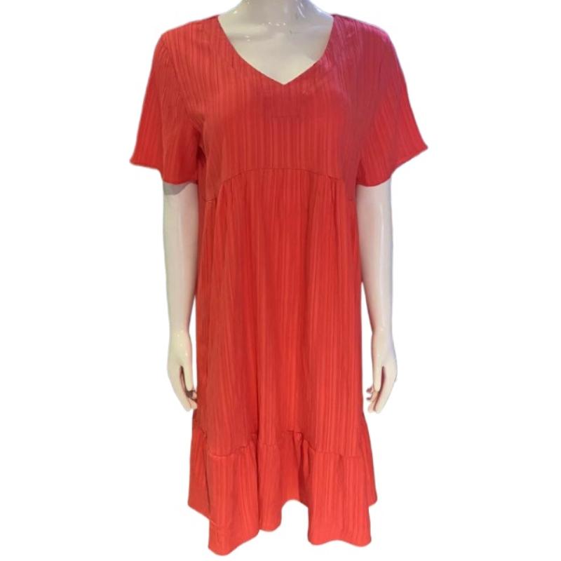 Women's Fashion Summer Spring Solid Color Print Short Sleeve V-Neck High Waist Casual Dresses