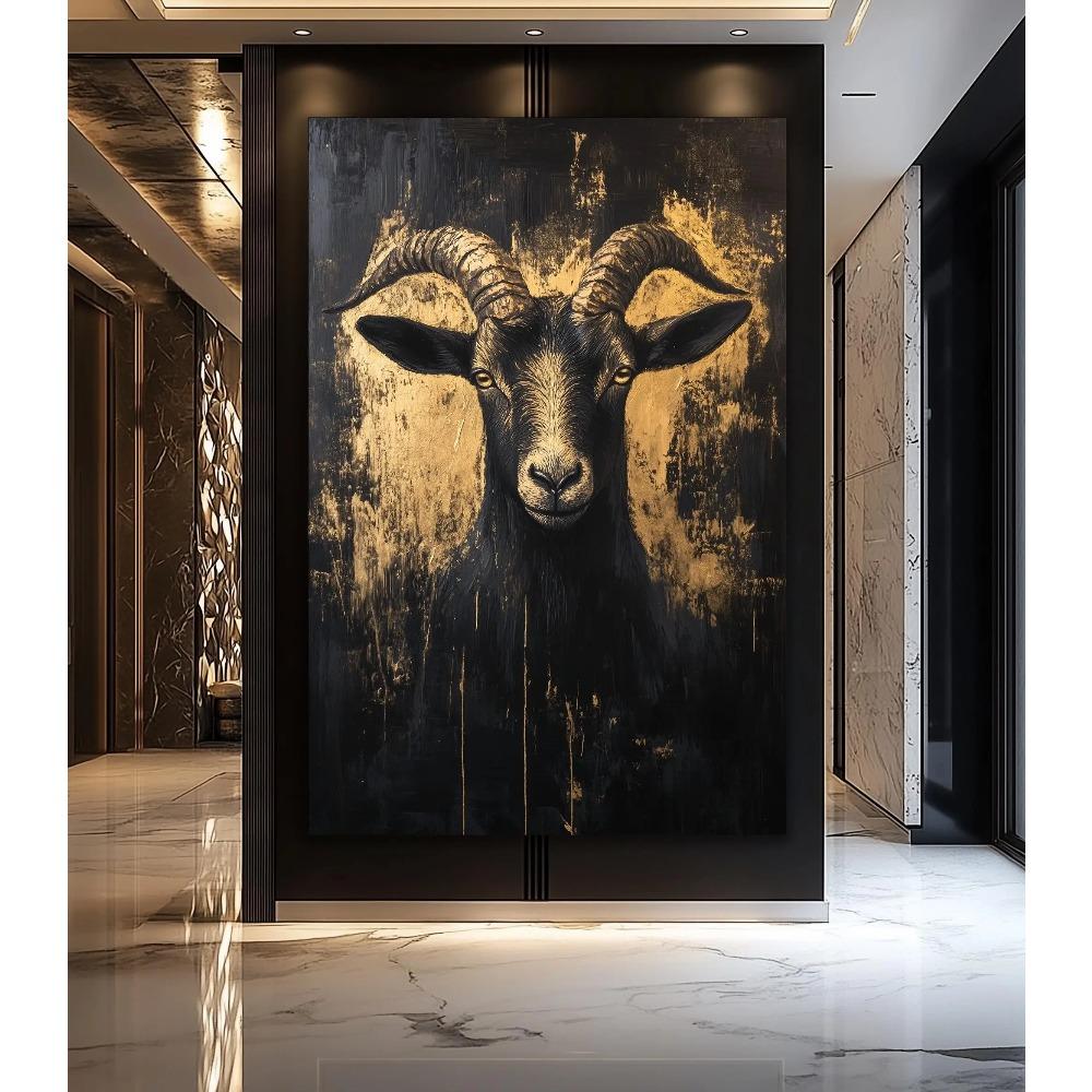 Fox Elephant Eagle Canvas Painting Black Gold Animal Print Poster Luxury Wild Animal Decoration Abstract Modern Gold Home Decor