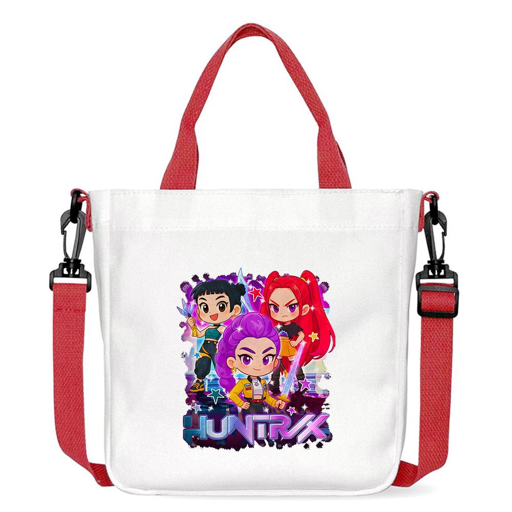 Kids Girls Kpop Hunters Derpy Rumi Zoey Mira Printed Student Lightweight Crossbody Bag Casual Canvas Shoulder Bags