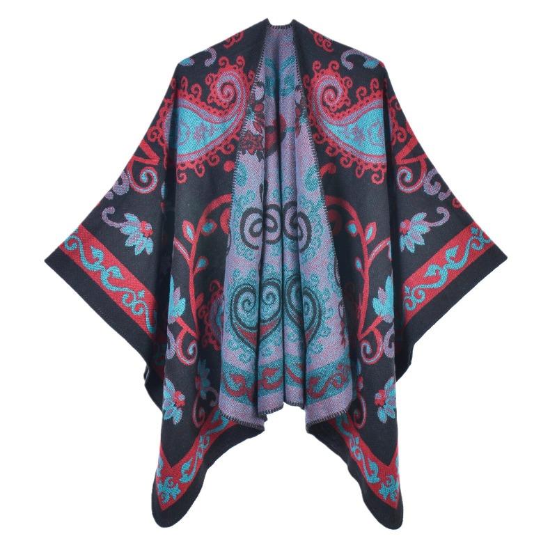 Autumn and Winter Retro Cashew Flower Thickened Shawl Street Cloak Scarf