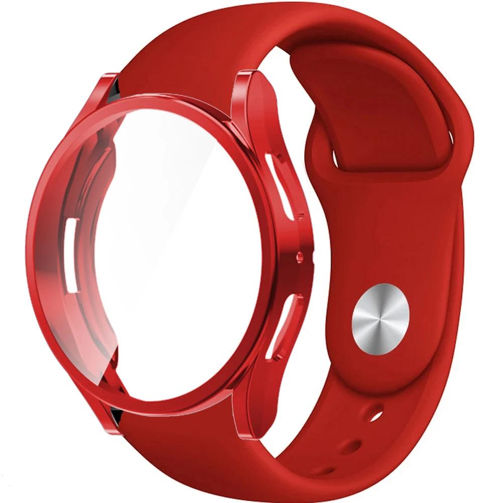 

Watch Case+Strap for Samsung Galaxy Watch 4/5/6 40mm 44mm Replacement Silicone Wristband Bracelet galaxy watch 6 5 4 44mm 40mm Watch 4 40mm червоний