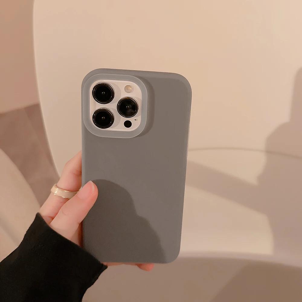 Silicone Fruit Juice Candy Color Phone Case for IPhone 15 14 13 12 Promax Liquid Jelly Trendy Full Cover 15promax Cute Simple