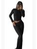 Women's Casual Tracksuit: Round Neck, Long Sleeve, Low Waist Flared Pants