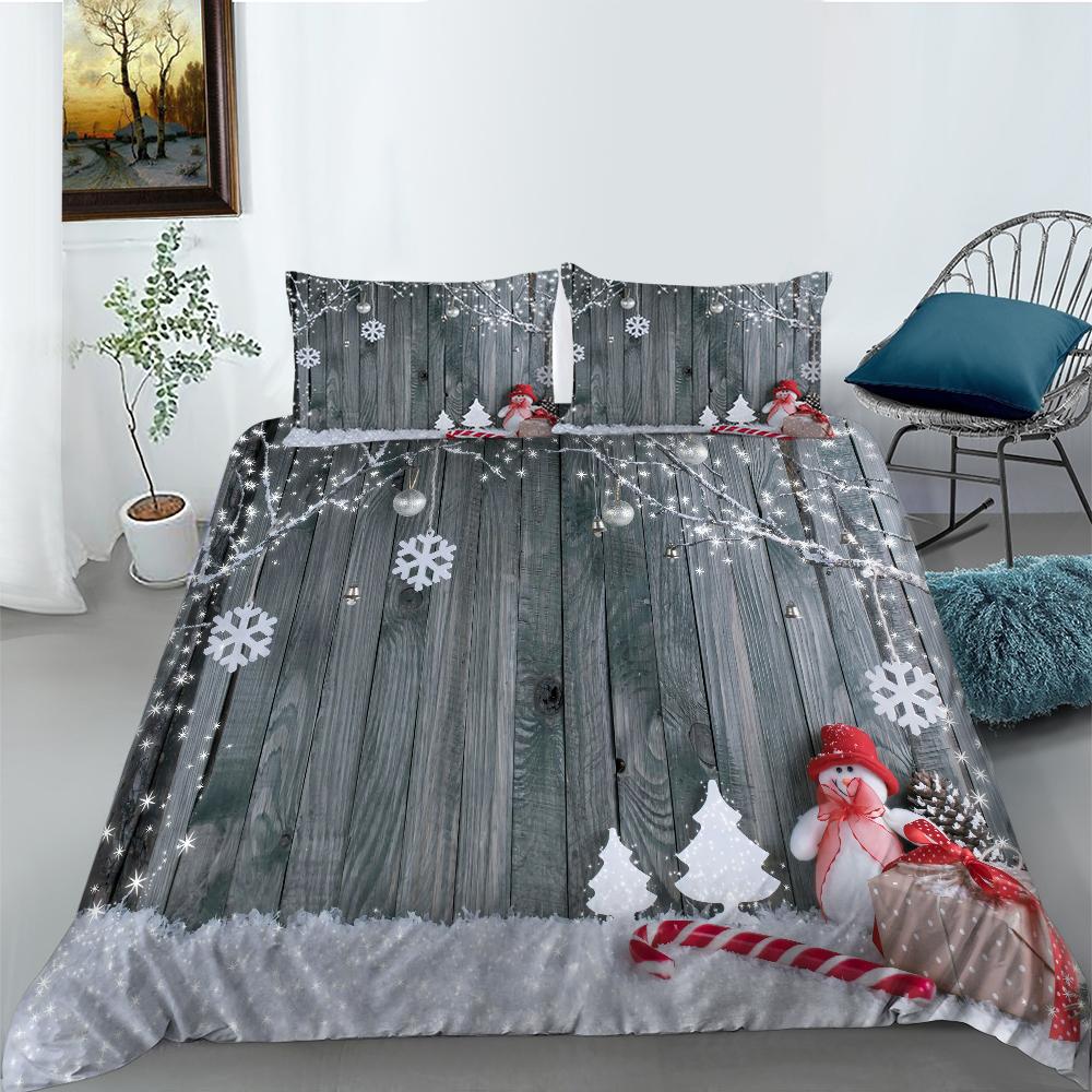 Рождественский комплект пододеяльников Twin Full Queen King Size 3D-принт снеговик — фото 4