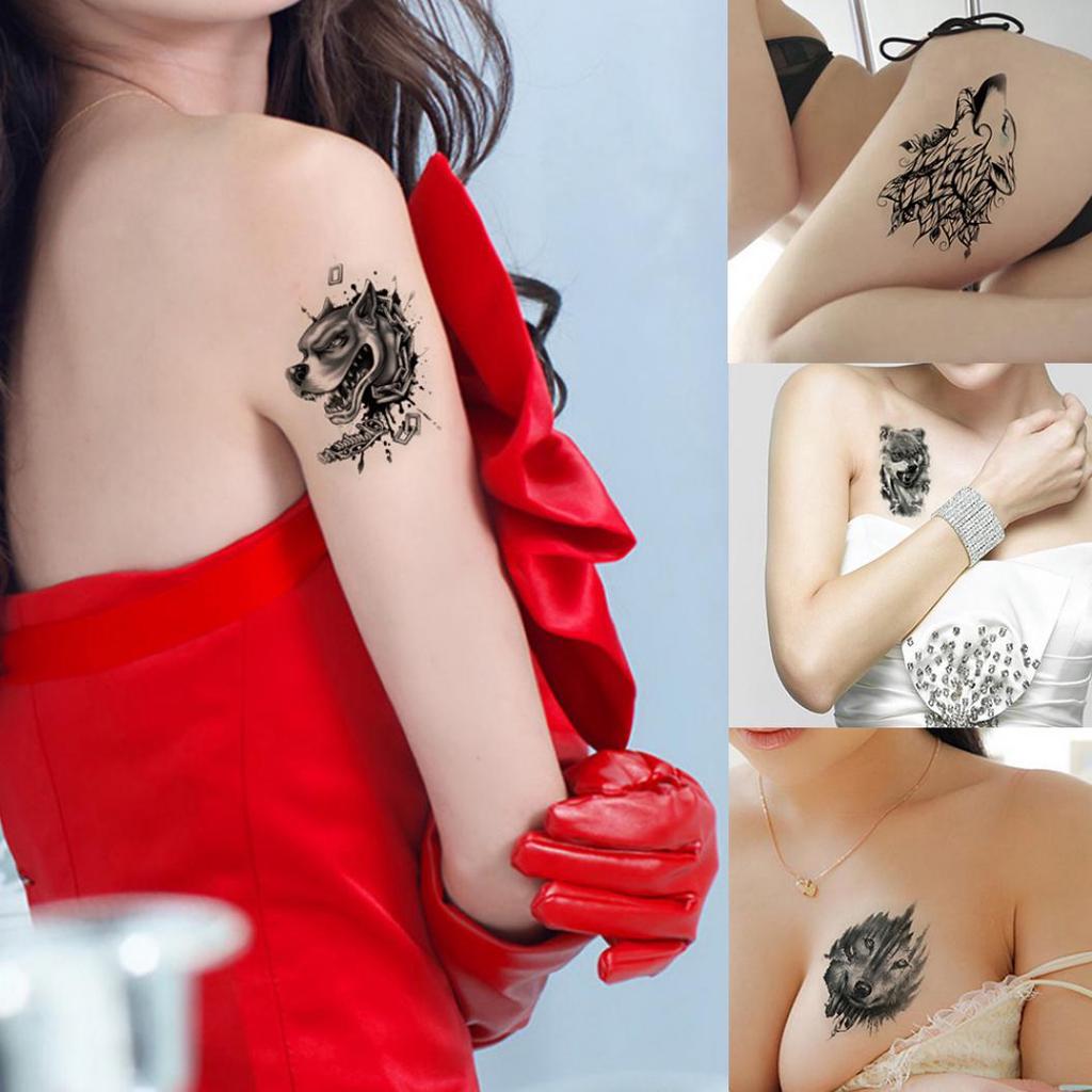 Animal Dog Bear Arm Shoulder Waterproof Temporary Fake Tattoo Sticker Gift