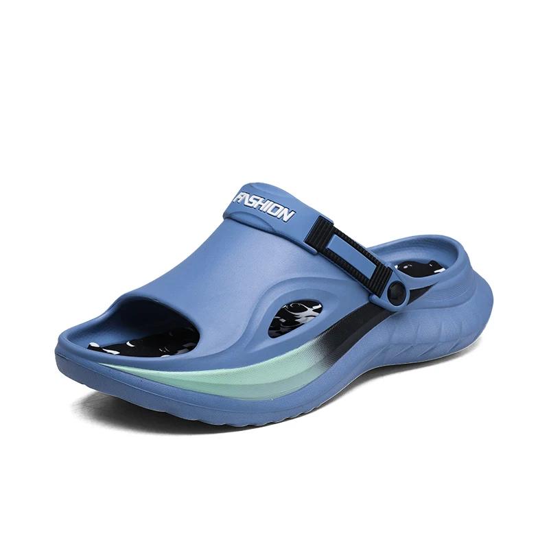 

Тапочки для мужчин и женщин, летние уличные сандалии с мягкой подошвой и защитой от запаха, сандалии-трансформеры, нескользящие пляжные сандалии на толстой подошве 38-39 синий