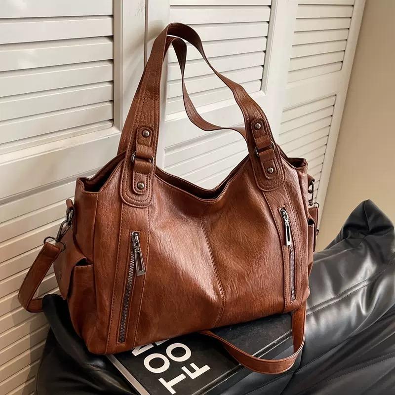 

Мягкие внутренние отделения сумки через плечо 2025 Высококачественные контрастные цвета сумки для женщин Модные женские сумки из искусственной кожи на молнии