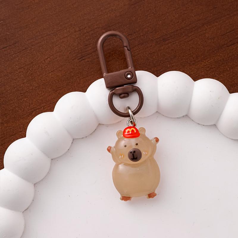 1PC Keychain Kawaii Night Glow Creative Luminous Cute Capybara DIY Accessory Reward Children Decor 6.6*1.8cm