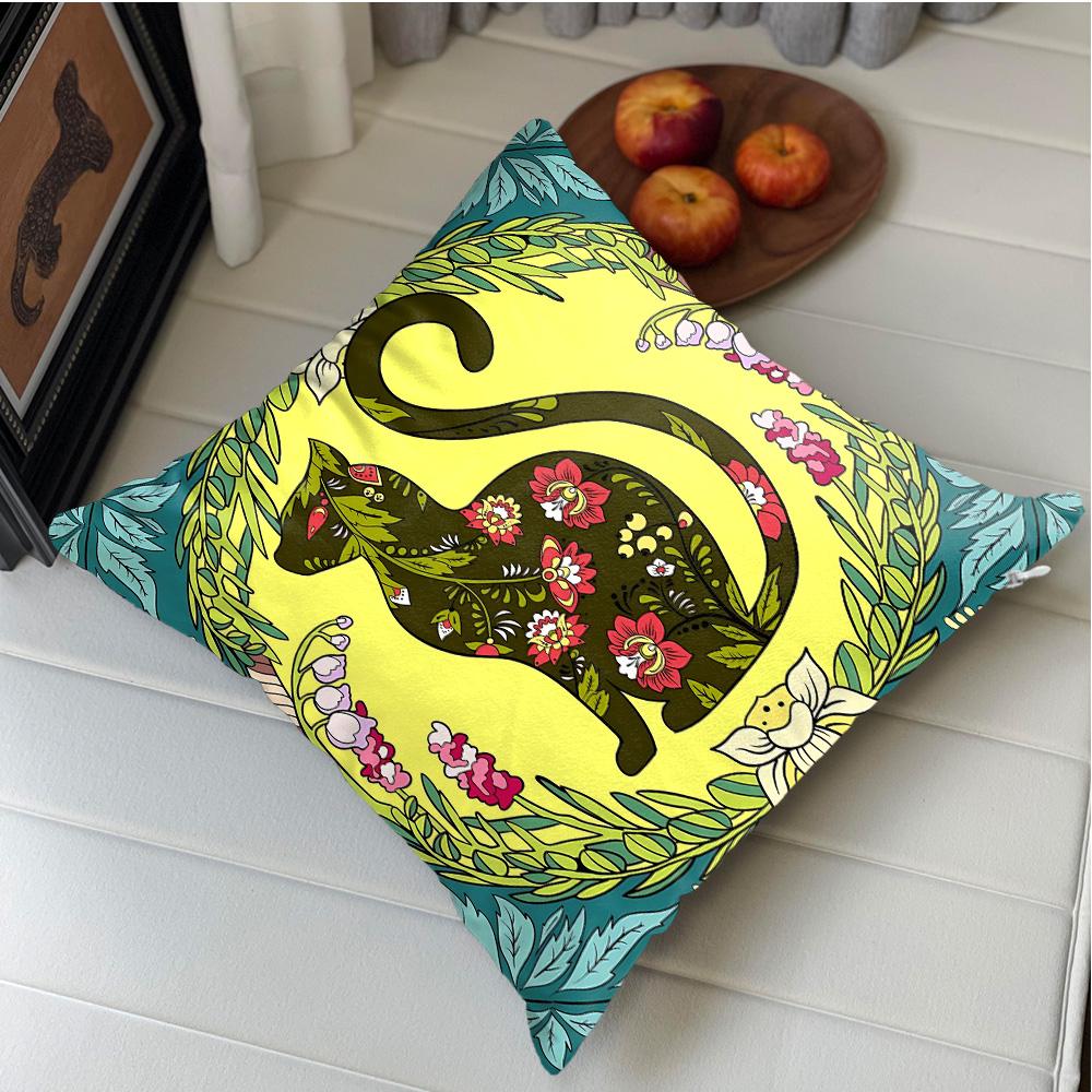 Kawaii Cats and Flower Patterns Pillowcase Pillow Covers x Sleeping Pillows Cover Home and Ornamental Decoration Living Room 30x30CM(12x12In)