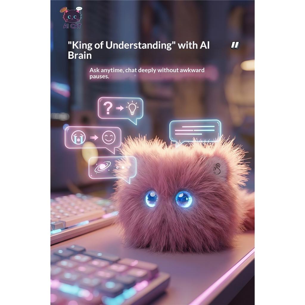 AI Scruffy Cat  Robot Plush Toy Voice Interactive Child Growth Learning Companion Soothing Large Model Pet Doll