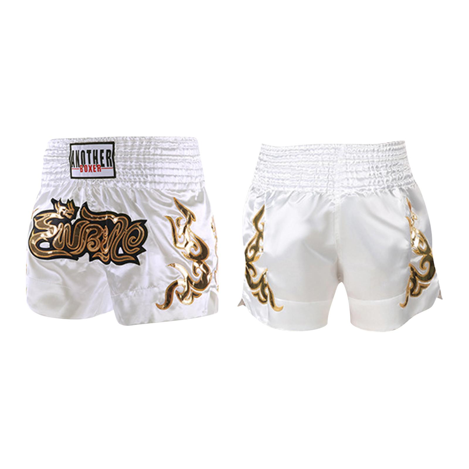 

Шорты для тренировок по тайскому боксу для взрослых и детей, кожаные шорты с вышивкой L белый