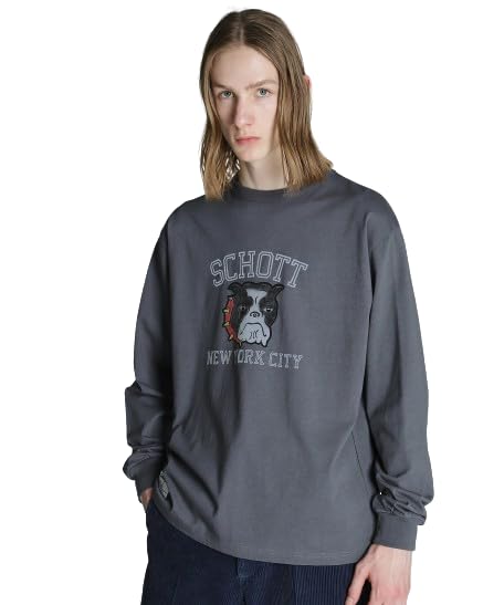 

Schott Color Flocky Bulldog Long Sleeve T-Shirt, Men s, Size M, 410, Charcoal, 782-4230013