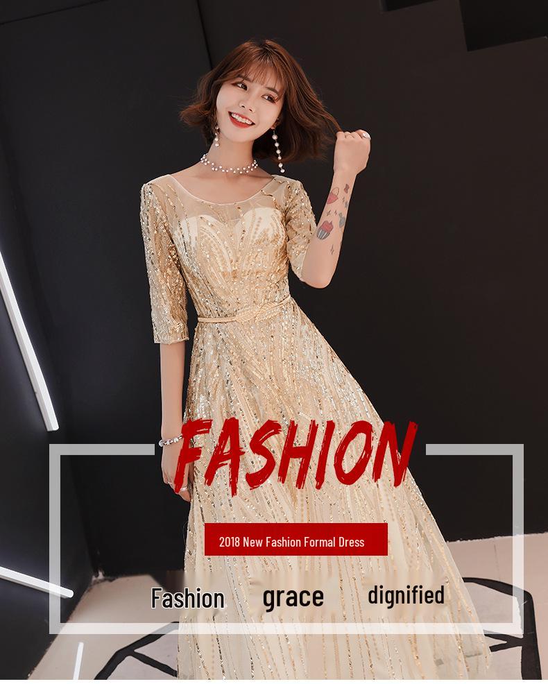 Elegant 2026 Women's Summer-Autumn Evening Gown: Slimming Dress for Banquets and Socialite Gatherings