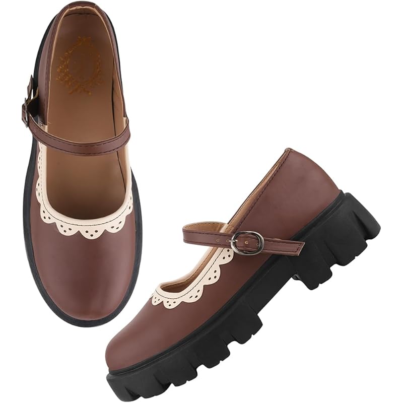 Shoetopia Round Toe Brown Mary Janes Bellies For Women & Girls-Eu40