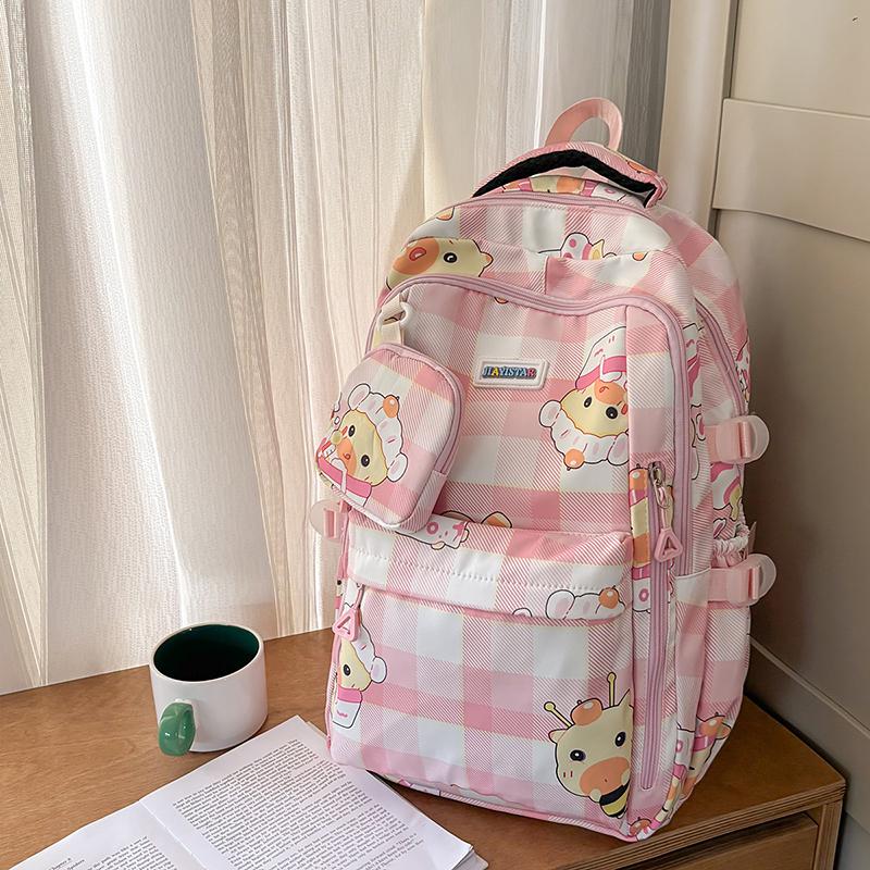 Children's Schoolbag Women's Cartoon Printed Large Capacity Backpack with Coin Purse