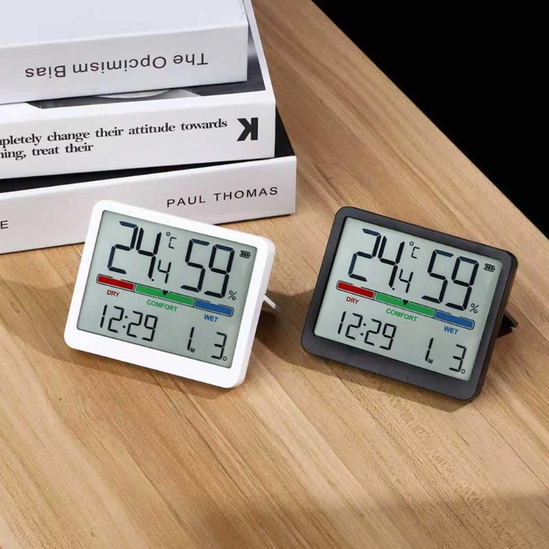 Alarm Clock with Humidities Date Digital Clock Large Display Battery Operated Desk Clocks for Bedroom,Livingroom,Office