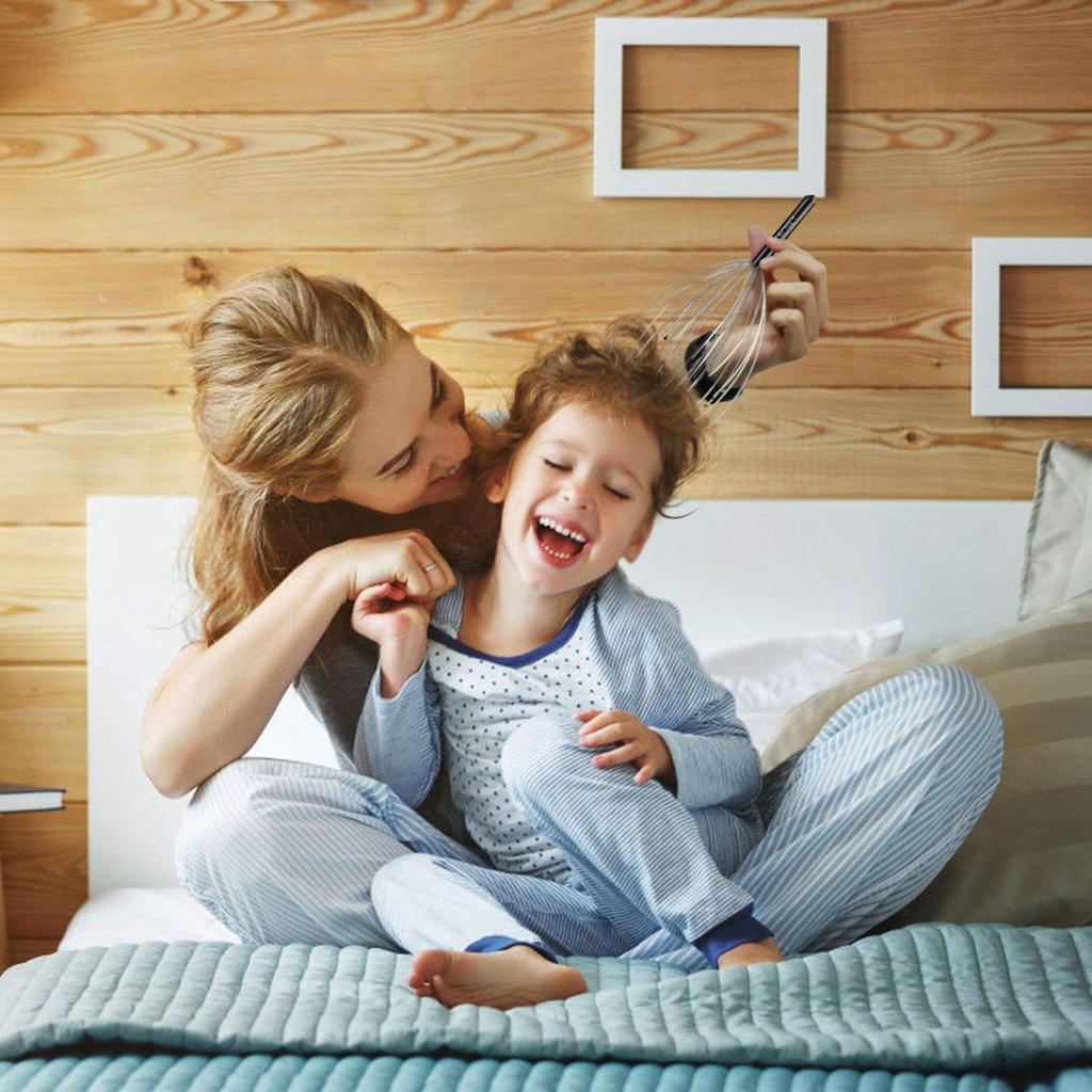 NICEMOVIC 2er-Pack Kopfmassagegerät Kopfhautkratzer mit 20 Fingern für Kopf- und Körperentspannung (Schwarz & Schwarz)