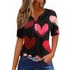 Women's T Shirt Tee Print Button Short Sleeve Daily Weekend Fashion Basic V, Neck Regular Top Valentine's Day