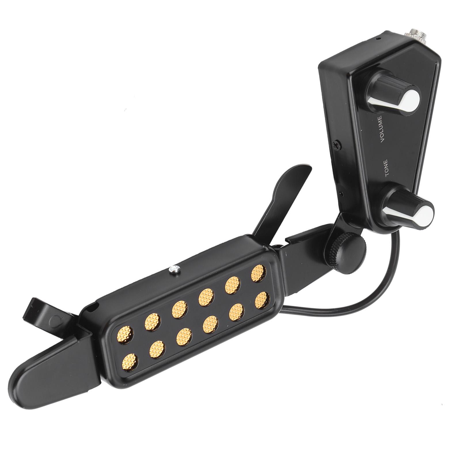 Acoustic Guitar Electric Transducer ClipOn Soundhole Pickup Preamplifier with Volume Conntrol(Black )