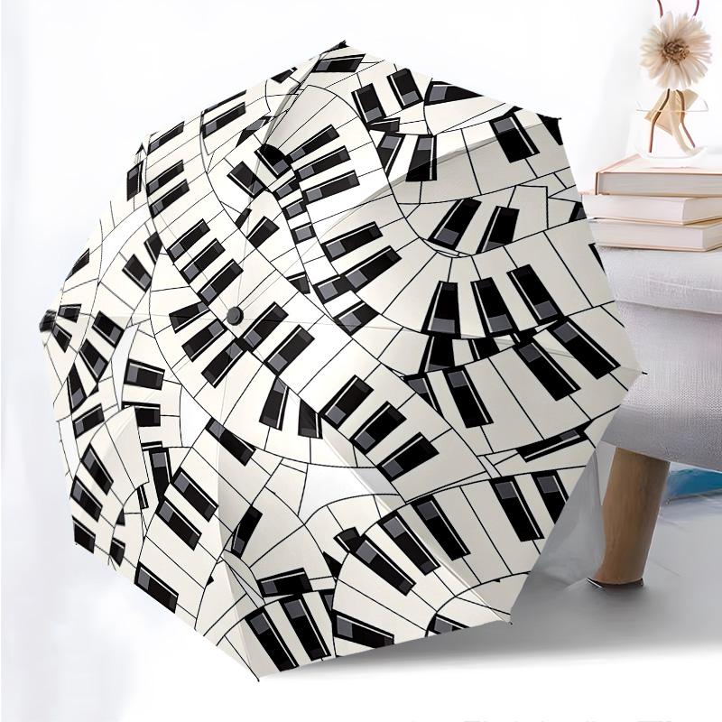 Music Drums Folding Umbrella Fashion Auto-Open 8 Iron Ribs Plastic Handle Foldable Sunshade Perfect Christmas Gifts
