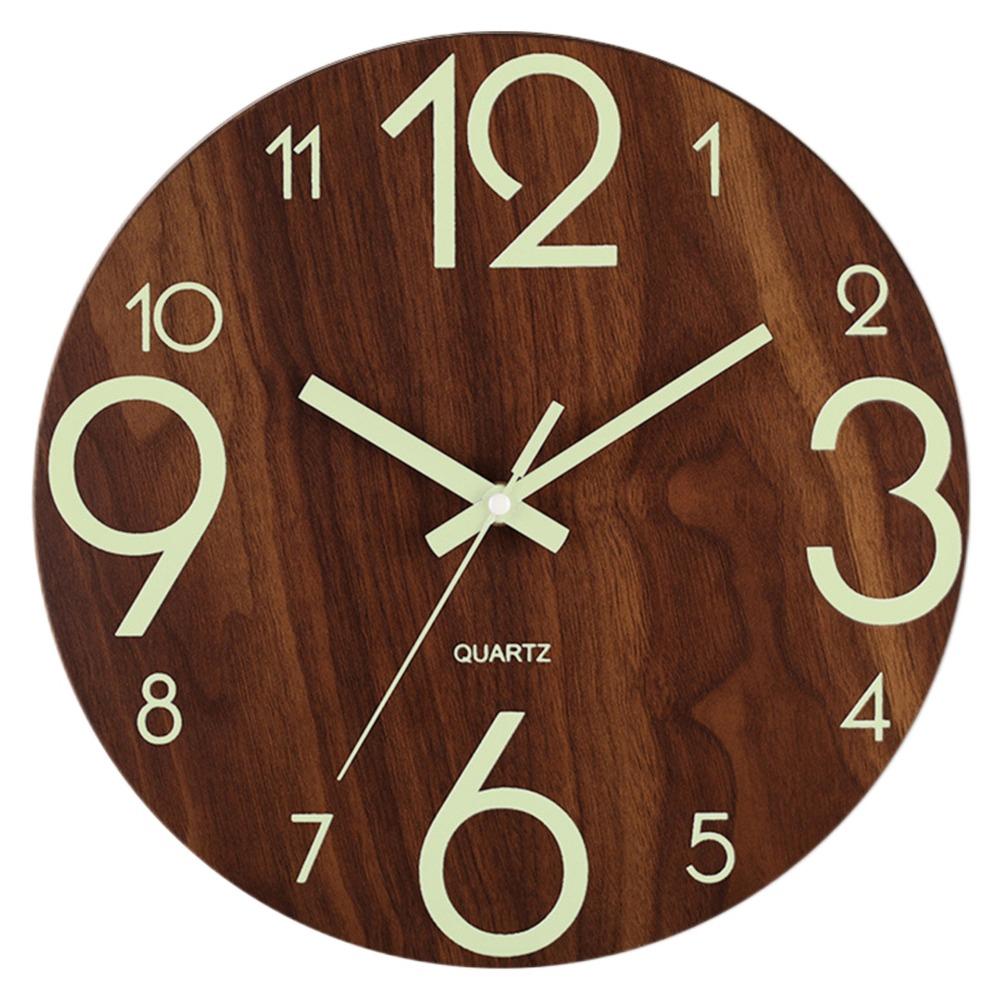 Wood Grain Luminous Wall Clock Fashion Quartz Wall Clock Silent Digital Clock  Wall Decor